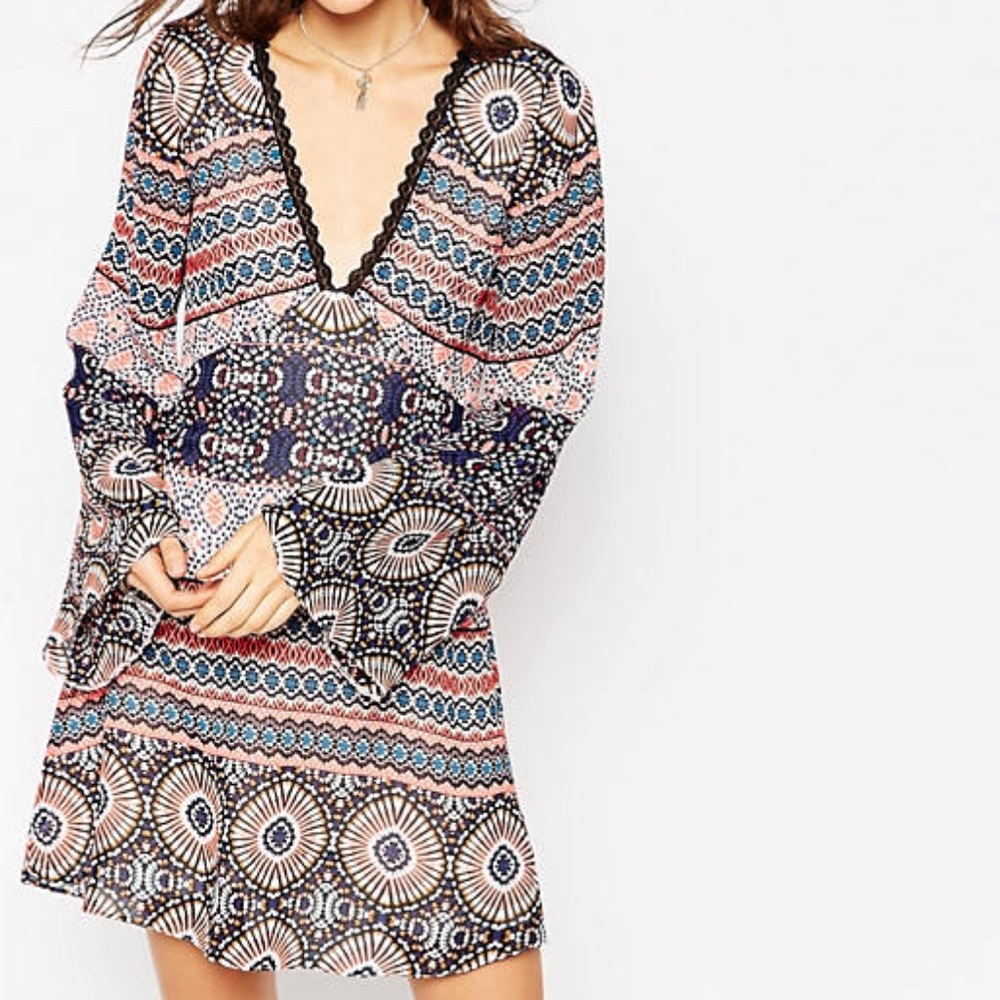ASOS Skater Dress in Paisley Print with Lace Back